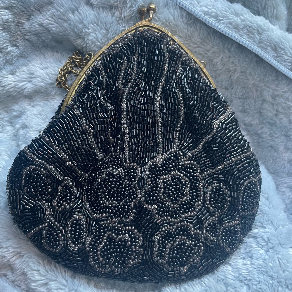 vintage black beaded purse